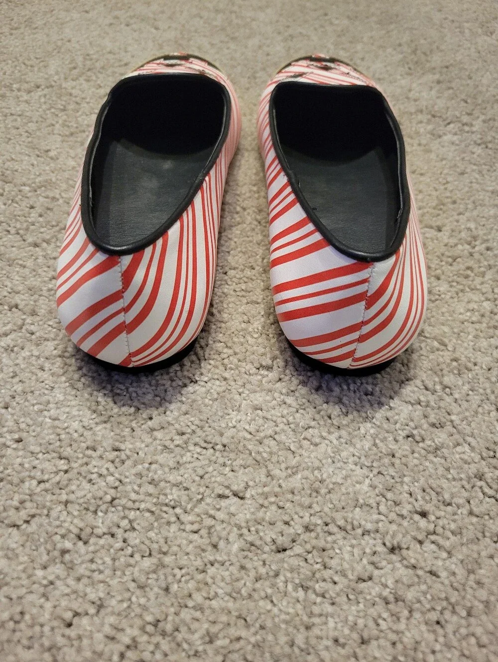 Strange Cvlt Candy Cane Striped Jack-O'-Lantern Ballet Flats